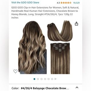 GOO GOO 22inch Clip in hair extensions #4/26/4